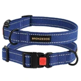 Bronzedog (Бронздог) Dog Collar Cotton - Ошейник светоотражающий брезентовый для собак; 1,6х25-33 см (Синий)