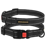 Bronzedog (Бронздог) Dog Collar Cotton - Нашийник світловідбивний брезентовий для собак; 2,5х35-53 см (Граніт)