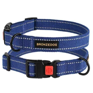 Bronzedog (Бронздог) Dog Collar Cotton - Нашийник світловідбивний брезентовий для собак; 2,5х43-66 см (Синій)