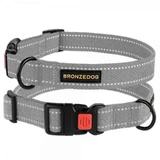 Bronzedog (Бронздог) Dog Collar Cotton - Нашийник світловідбивний брезентовий для собак; 2,5х43-66 см (Сірий)