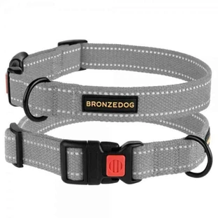 Bronzedog (Бронздог) Dog Collar Cotton - Нашийник світловідбивний брезентовий для собак; 2,5х43-66 см (Сірий)