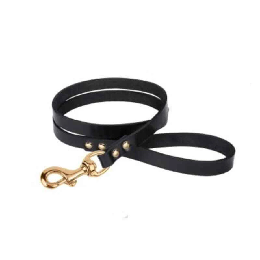 Bronzedog (Бронздог) Dog Leash Classic - Повідець для собак шкіряний з литою латунною фурнітурою; 1,6х122 см (Чорний): ціни та характеристики