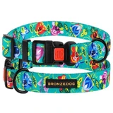 Bronzedog (Бронздог) Dog Urban Folk Flowers Menthol - Нашийник із пластиковою пряжкою для собак різних порід; 2,0х30-40 см (Ментоловий)