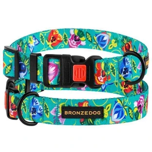 Bronzedog (Бронздог) Dog Urban Folk Flowers Menthol - Нашийник із пластиковою пряжкою для собак різних порід; 2,0х30-40 см (Ментоловий)