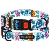 Bronzedog (Бронздог) Dog Urban Folk Flowers White - Ошейник с пластиковой пряжкой для собак различных пород; 2,5х35-53 см (Белый)