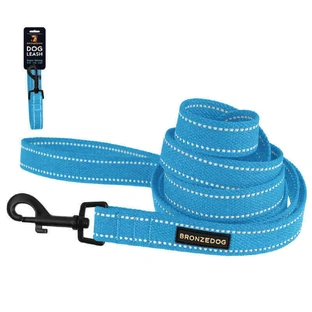 Bronzedog (Бронздог) Сotton Dog Leash Super Strong - Брезентовий повідець для собак із металевим карабіном з карбоновим покриттям; 1,6х200 см (Блакитний)