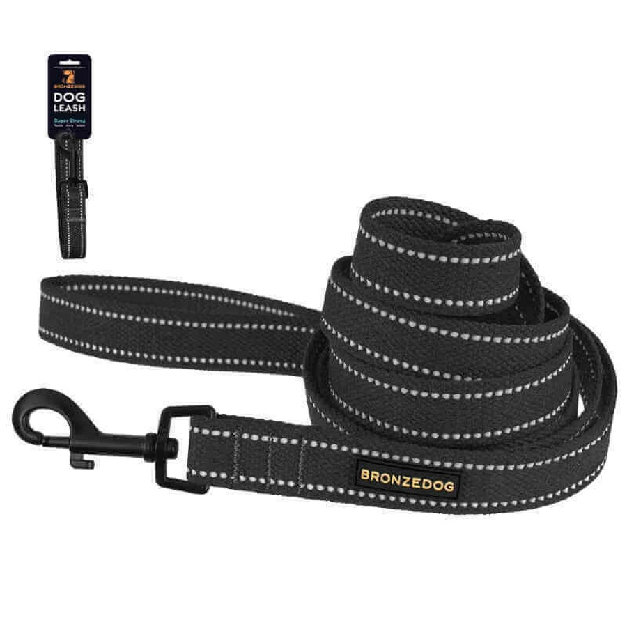 Bronzedog (Бронздог) Сotton Dog Leash Super Strong - Брезентовий повідець для собак із металевим карабіном з карбоновим покриттям; 2,0х200 см (Графіт): ціни та характеристики