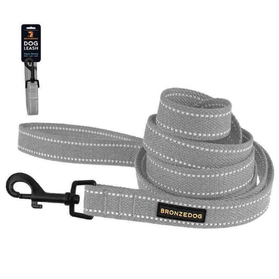 Bronzedog (Бронздог) Сotton Dog Leash Super Strong - Брезентовий повідець для собак із металевим карабіном з карбоновим покриттям; 2,5х200 см (Сірий): ціни та характеристики