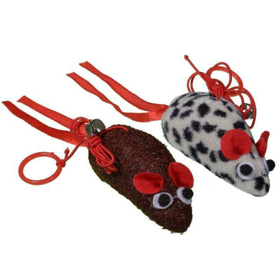 Bubimex Fun Toy - Игрушки мышки на резиночке для котов; 9 см (2 шт.) (Разноцветный): цены и характеристики