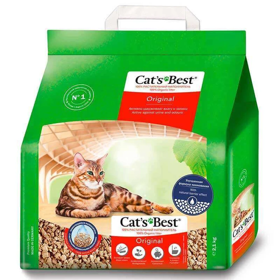 Cat's Best (Кетс Бест) Original - Деревний пластівчатий наповнювач, що комкується для котячого туалету; 5 л/2,1 кг: ціни та характеристики
