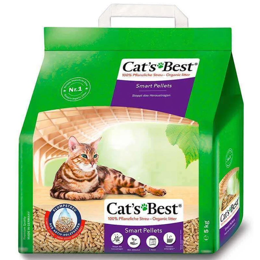 Cat's Best (Кетс Бест) Smart Pellets - Наполнитель древесный гранулированный комкующийся для кошачьего туалета; 5 кг: цены и характеристики