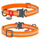 Collar (Колар) WAUDOG Waterproof - Нашийник для собак водостійкий світловідбиваючий з металевою застібкою фастекс та QR-Паспортом; 2,5х31-49 см (Помаранчевий)
