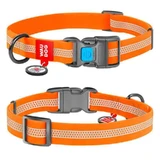 Collar (Коллар) WAUDOG Waterproof - Ошейник для собак водостойкий светоотражающий с пластиковой застёжкой фастекс и QR-паспортом; 2,5х31-49 см (Оранжевый)