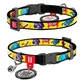 Collar (Коллар) WAUDOG Nylon - Нашийник для котів з малюнком «Волохаті монстри», QR паспортом, дзвіночком і пластиковою пряжкою-фастекс, нейлоновий; 1х20-30 см