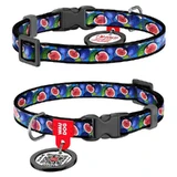 Collar (Коллар) WAUDOG Nylon - Ошейник для котов и собак мелких пород с рисунком "Инжир", QR паспортом и пластиковой пряжкой-фастекс, нейлоновый; 1х20-30 см