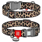 Collar (Коллар) WAUDOG Nylon - Ошейник для собак с рисунком "Леопард", QR паспортом и пластиковой пряжкой-фастекс, нейлоновый; 2,5х37-58 см