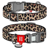 Collar (Коллар) WAUDOG Nylon - Ошейник для собак с рисунком "Леопард", QR паспортом и пластиковой пряжкой-фастекс, нейлоновый; 2х28-40 см