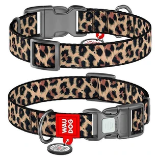 Collar (Коллар) WAUDOG Nylon - Ошейник для собак с рисунком "Леопард", QR паспортом и пластиковой пряжкой-фастекс, нейлоновый; 2х28-40 см