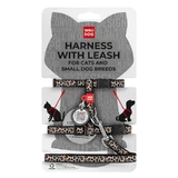 Collar (Коллар) WAUDOG Nylon - Шлея для котів і собак дрібних порід з малюнком «Леопард», повідцем, QR паспортом та пластиковою пряжкою-фастекс; 1,0х25-40/20-30 см/122 см