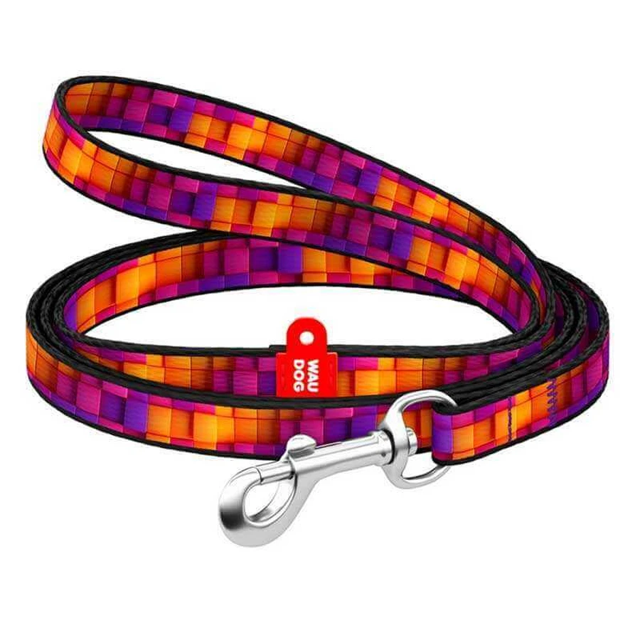 Collar (Коллар) WAUDOG Nylon – Повідець для котів та дрібних порід собак з малюнком «Куби 3Д», нейлоновий; 1,0х122 см: ціни та характеристики