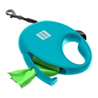 Collar (Коллар) WAUDOG R-leash - Поводок-рулетка для собак с контейнером для пакетов и светоотражающей лентой (3 м, до 12 кг); S (3 м) (Голубой)