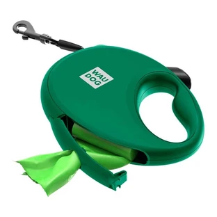 Collar (Коллар) WAUDOG R-leash - Поводок-рулетка для собак с контейнером для пакетов и светоотражающей лентой (5 м, до 40 кг); L (5 м) (Зеленый)