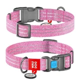 Collar (Коллар) WAUDOG Re-cotton - Нашийник світло-відбиваючий для собак з відновленої бавовни; 1,5х23-35 см (Рожевий)