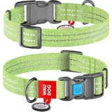 Collar (Коллар) WAUDOG Re-cotton - Ошейник светоотражающий для собак из восстановленного хлопка; 1,5х23-35 см (Салатовый)