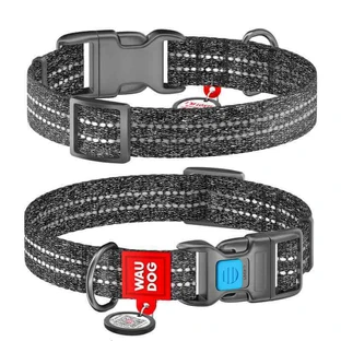 Collar (Коллар) WAUDOG Re-cotton - Нашийник світло-відбиваючий для собак з відновленої бавовни; 2,0х24-40 см (Сірий)