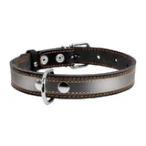 Collar (Коллар) Ошейник из натуральной кожи со светоотражающей полоской для собак; 2х32-40 см (Черный)