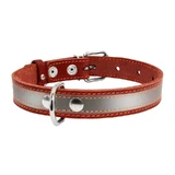 Collar (Коллар) Ошейник из натуральной кожи со светоотражающей полоской для собак; 3,5х48-63 см (Коричневый)