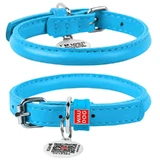 Collar WAUDOG Glamour - Нашийник круглий шкіряний з QR паспортом для собак; XS (0,6х17-29 см) (Блакитний)