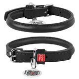 Collar WAUDOG Glamour - Ошейник круглый кожанный с QR паспортом для собак; XS (0,6х17-29 см) (Черный)