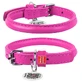 Collar WAUDOG Glamour - Нашийник круглий шкіряний з QR паспортом для собак; XS (0,6х17-29 см) (Яскраво-рожевий)