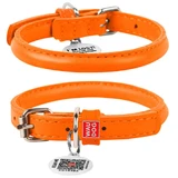 Collar WAUDOG Glamour - Ошейник круглый кожанный с QR паспортом для собак; XS2 (0,8х20-25 см) (Оранжевый)