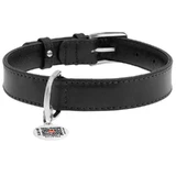 Collar WAUDOG Glamour - Нашийник шкіряний з QR паспортом без прикрас для собак; L (2,5х38-49см) (Чорний)
