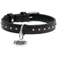 Collar WAUDOG Glamour - Ошейник кожаный с клеевыми стразами и QR паспортом для собак; XS (1,2х21-29 см) (Черный)