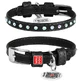Collar WAUDOG Glamour - Ошейник кожаный с клеевыми стразами и QR паспортом для собак; XXS2 (0,9х19-25 см) (Черный)