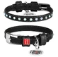 Collar WAUDOG Glamour - Ошейник кожаный с клеевыми стразами и QR паспортом для собак; XXS2 (0,9х19-25 см) (Черный)