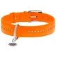 Collar WAUDOG Glamour - Нашийник шкіряний подвійний зі стразами і QR паспортом для собак; S (1,5х27-36 см) (Помаранчевий)