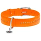 Collar WAUDOG Glamour - Ошейник кожаный двойной со стразами и QR паспортом для собак; М (2х30-39 см) (Оранжевый)