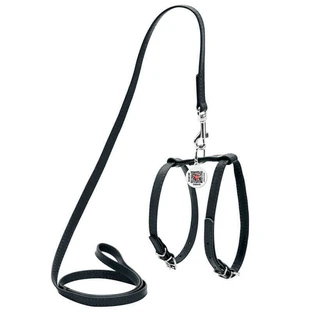 Collar WAUDOG Glamour - Шлея шкіряна з QR паспортом і повідцем для собак; XS/1,2х25-33х35-43 см (Чорний)