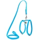 Collar WAUDOG Glamour - Шлея шкіряна з QR паспортом і повідцем для собак; XXS/0,9х20-30х30-40 см (Блакитний)