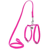 Collar WAUDOG Glamour - Шлея шкіряна з QR паспортом і повідцем для собак; XXS/0,9х20-30х30-40 см (Яскраво-рожевий)