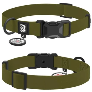 Collar WAUDOG Magnet - Ошейник водостойкий c магнитной пряжкой-фастексом и QR паспортом для собак; S (1,5х26-35 см) (Хаки)