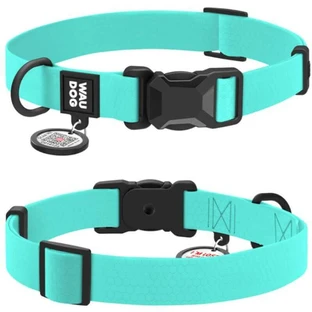 Collar WAUDOG Magnet - Ошейник водостойкий c магнитной пряжкой-фастексом и QR паспортом для собак; XL (2,5х38-58 см) (Бирюзовый)