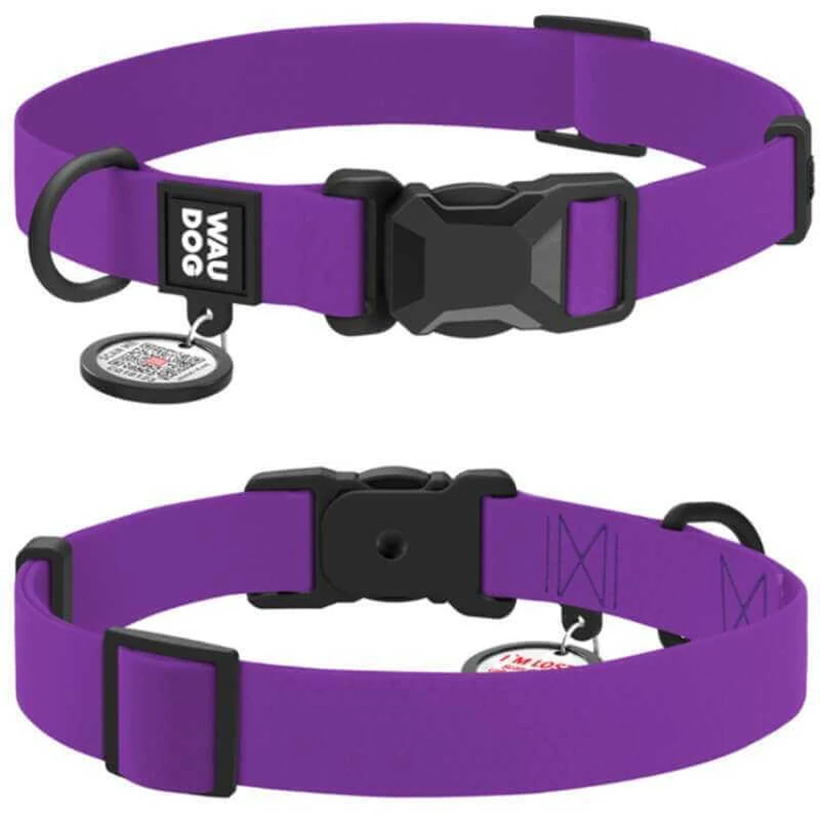 Collar WAUDOG Magnet - Ошейник водостойкий c магнитной пряжкой-фастексом и QR паспортом для собак; М (2х28-40 см) (Сиреневый): цены и характеристики