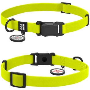 Collar WAUDOG Magnet - Нашийник водостійкий з магнітною пряжкою-фастексом і QR паспортом для собак; М (2х28-40 см) (Лимонний)