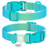 Collar WAUDOG Nylon Recycled - Нашийник нейлоновий градієнт з QR паспортом та пластиковим фастексом для собак; М (2х28-40 см) (Зелено-блакитний)