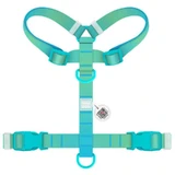 Collar WAUDOG Nylon Recycled - Шлея анатомічна H-подібна градієнт з QR-паспортом для собак; М (2х38-60х45-60 см) (Зелено-блакитний)
